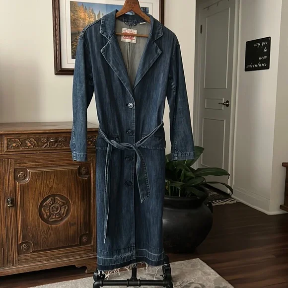 Trench Coat Levis Denim Duster Large Men's Levi's 80s Cowboy